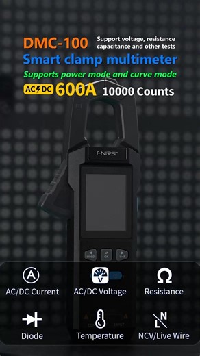 BIG NEWS! 🔥 Meet the FNIRSI® DMC-100: The Ultimate Clamp Meter! 🎉 Use code DMC10 for an extra 12% off! Get it now for just $35.19! 🎯 High-Precision Measurement: 10,000-count True RMS for accurate readings. 🔌 Wide Measurement Range AC & DC: Up to 750V voltage and 600A current. ⚡ Three Measurement Modes: General, waveform, and power measurement. 🔒 NCV Function: Non-contact voltage and fire line detection. 🌡️ Wide Temperature Range: -55°C~1300°C (-67~2372℉) 🔋 Long-Lasting Battery: 3.7V 1500m