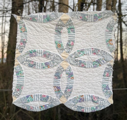 Large Hand Quilted Cotton Wedding Ring Quilt Piece - Etsy