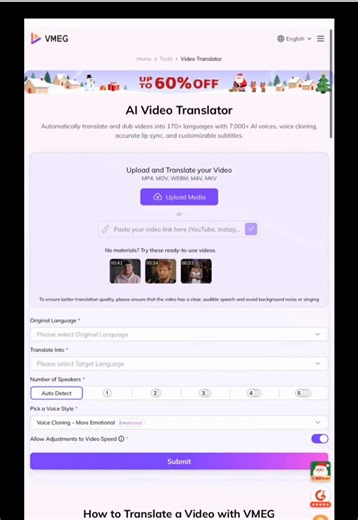 Vmeg: AI Video Translation for UGC Creators