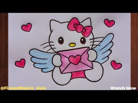 How to draw a cupid hello kitty | Valentines day drawing ideas 