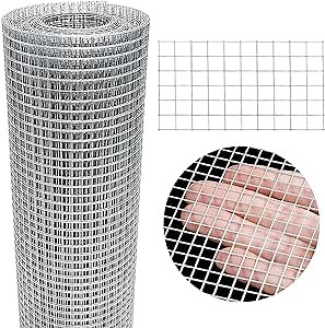 Hardware Cloth 20'' x 10' 1/4 in Galvanized Wire Mesh Roll (23 GA) Chicken Wire Fence Roll for Chicken Pen/coop Fences, Screen mesh, Rabbit/Snake...