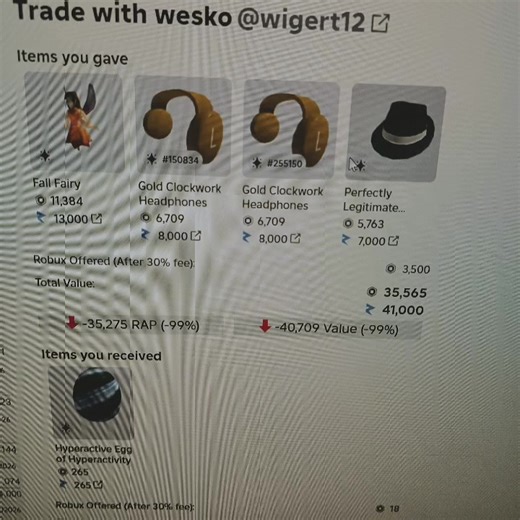 Akun gue kehack remote phising lewat JavaScript jir. total value ilang 30.000 robux, udhlah rela ga makan sebulan masih aja ada musibah begini, pdhal niatnya cm buat dijual biar bisa upload UGC lagi. goodbye gcwh kesayangan😔 kronologi nya gw diajak trade ke 8brc lewat discord, dan ni orng guide gw lewat link rbxasset dot com yg keliatan legit. #robloxscam #robloxhack #robloxlimiteds #robloxavatar #robloxcatalog