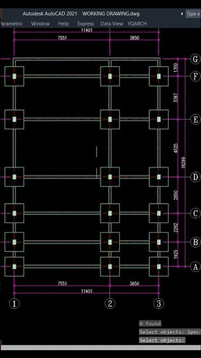 🟢How to place automatic grids, column & beam inside AutoCAD | in AutoCAD with YQArch #cad #viral