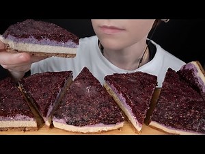 ASMR Homemade Vegan No-Bake Blueberry Cheesecake Dessert Mukbang | Eating Sounds 먹방