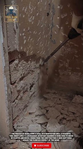 Quick Wall Demolition Process with an Electric Jack Hammer | Renovation #toolmancrew #workers