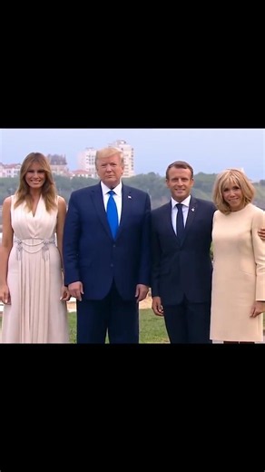 President Donald Trump and Melania Trump welcomed by Emmanuel Macron and Brigitte Macron in France