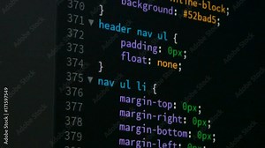 Programmer scrolling up and down for editing page of html css website code editor Stock Video