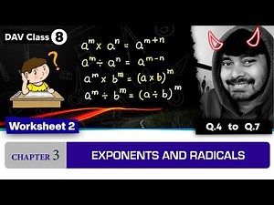 Worksheet 2 | Chapter 3 | DAV Class 8 Maths | Exponents and Radicals | (CH03WS02) 🔥🔥🔥