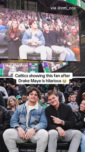 Drake Maye at the Jazz-Celtics game, and so was one of his biggest fans 💀 #drakemaye #celtics #patriots #nflfunny #nba | SportsLine
