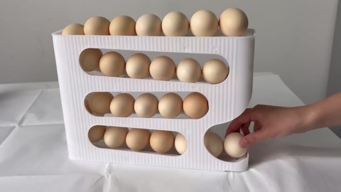 Egg Holder for Fridge, Automatic Rolling Egg Dispenser for Refrigerator, Countertop, Kitchen - Space-saving Egg Roller/Organizer/Storage/Container/Tray for Fridge - 2 Packs for 56 Large Size Eggs