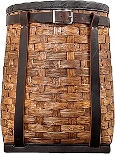 Pack Basket, Basket Backpack, Adirondack Style Hunting, Trapping, Guiding Woven Basket Pack with Leather Straps