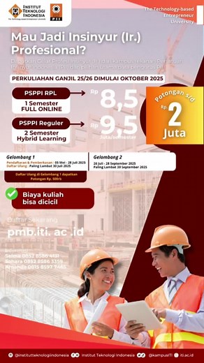 Daftar Program Profesi Insinyur di ITI