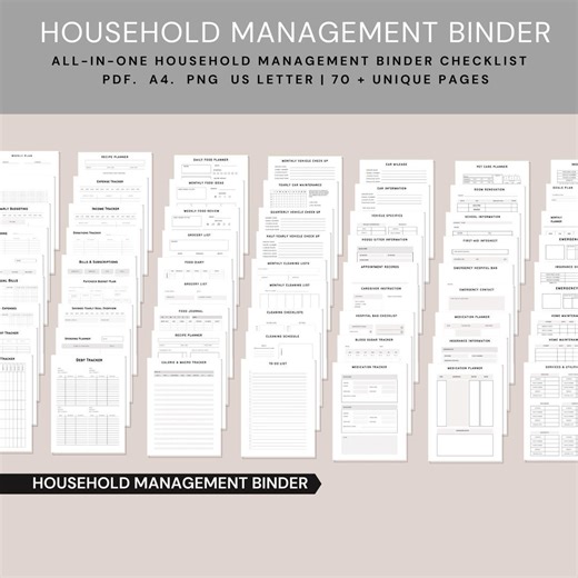 Home Management Binder & Household Binder Printable | Homemaker Planner, Emergency Binder, Mom Organizer Planner, Home Life Planner - Etsy