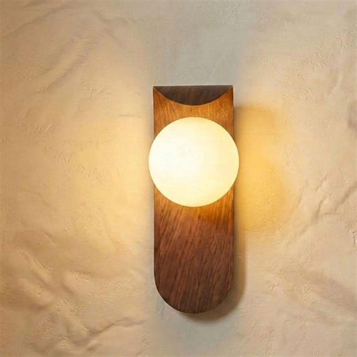 Nordic Wooden Wall Lamp, Walnut or Natural LED Sconce, Minimalist Scandinavian Light - Etsy