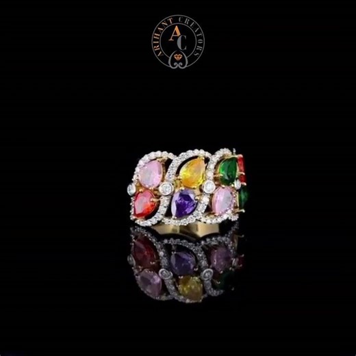Arihant Creators 1.00Cts VVS-VS/EF Pear Diamond Studded 14K Yellow Gold Diamond Ring #diamondring