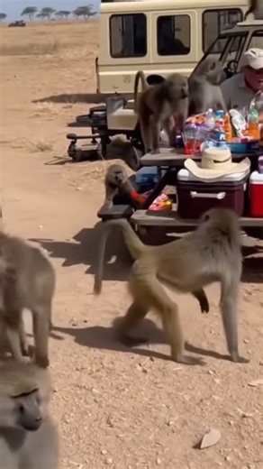 Funniest Baboon Heist Ever — Tourists Lose Their Lunch!