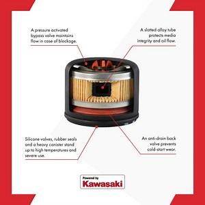 What makes a Kawasaki oil filter the best? 🤔 With a Kawasaki oil filter, every element works together to provide engine protection you can count on, from the slotted alloy tube to protect oil flow to the anti-drain back valve preventing cold-start wear. Are you in need of a new oil filter? Find your nearest Authorised Kawasaki Engines Dealer today: https://www.kawasaki-engines.eu/en/find-a-dealer/?utm_source=facebook&utm_medium=social&utm_campaign=organic&utm_content=PD_FAD | Kawasaki Engines E