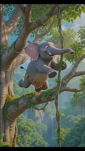 Jumbo: The Elephant Who Wants to Be Tarzan! 🐘🌴#shortvideo