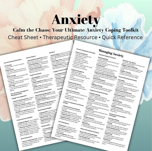 Anxiety Coping Skills Cheat Sheet Symptoms & Coping Strategies Guide Therapeutic Resource Therapist Toolkit - Etsy