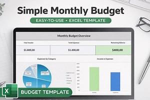 Simple Monthly Budget Excel Template | Beginner Friendly Expense Tracker | Personal Finance Spreadsheet - Etsy