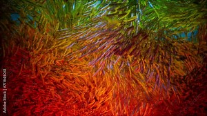 abstract water grass animation with waving plants under ocean. Video effect simulation animation