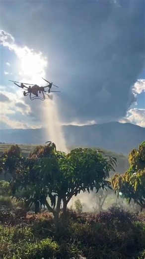Drone spraying -a modern farming method where unmanned aerial vehicles (agricultural drones) are used to apply liquids such as: • Pesticides • Herbicides • Fungicides • Fertilizers • Crop nutrients Instead of manual labour or tractors, the drone flies over the field and sprays crops with high precision using automated flight paths and controlled nozzles. Farming made easy..👨‍🌾🚜 | AgriRocket Engineering P L