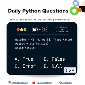 Python Coding challenge - Day 212 | What is the output of the following Python Code? | Python Coding | Facebook