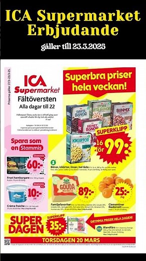 ICA Supermarket reklamblad & erbjudanden gäller till 23 mars 2025