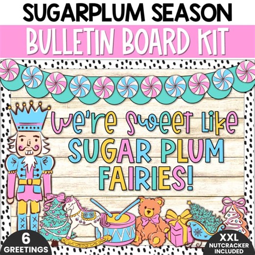 Pastel Nutcracker Christmas Bulletin Board Kit Sugar Plum Holiday Decor Display