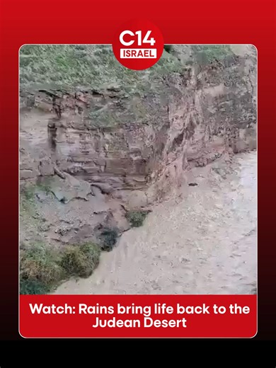 Rains bring life back to the Judean Desert: Nahal Og flows with great force following rainy weather accompanied by flooding 📸: Assaf Shlomo Mizrahi, Israel Nature and Parks Authority #israelnews #israel #weather