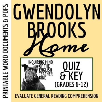 "Home" by Gwendolyn Brooks Quiz and Answer Key | African American Literature