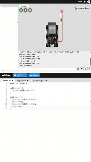 ESP32 LED Blink Tutorial Simulation!