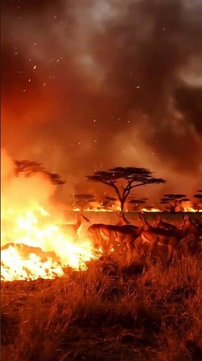 Animals Flee Massive Bushfire