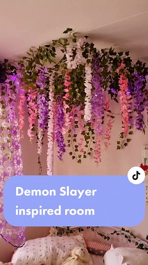 DIY Demon Slayer Inspired Wisteria Flower Bedroom Makeover