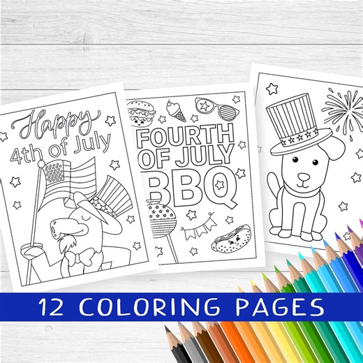 Fourth of July Coloring Pages, Patriotic Kids Activity (digital Download) - Etsy