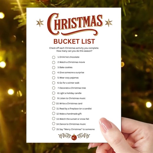 Vintage Christmas Bucket List Game – Printable Worksheet Holiday Party Activity Classroom Christmas Games - Etsy