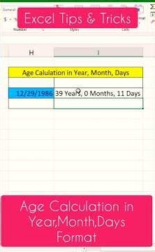 Excel Tips & Tricks. Calculate age in year,month,days format #mcemv79 #excelshortcuts #exceltips