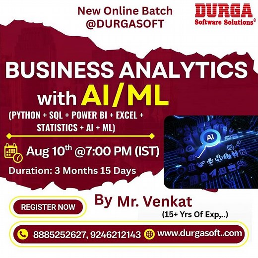 BUSINESS ANALYTICS with AI/ML Online Training @ DURGASOFT #durgasoftware #businessanalytics #shorts
