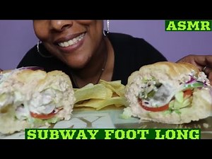 ASMR: FOOT LONG TUNA SUB | SUBWAY | POTATO CHIPS MUKBANG (CRUNCHY AND EATING SOUNDS)NO TALKING