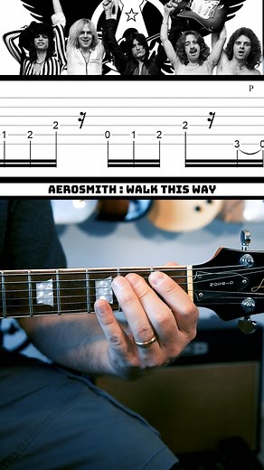 Walk the Way guitar riff by Aerosmith with tabs. This is slowed down for you to learn the riff. The correct tempo is pretty quick. | GuitArmy
