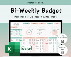 Excel Bi-weekly Budget Planner Spreadsheet | Income, Bills, Expense, Debt, Savings Tracker | Finance Budgeting Dashboard - Etsy Australia