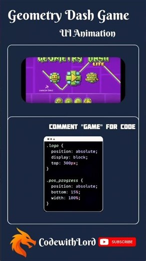 Geometry Dash Game UI Animation using CSS | Coding Tutorial