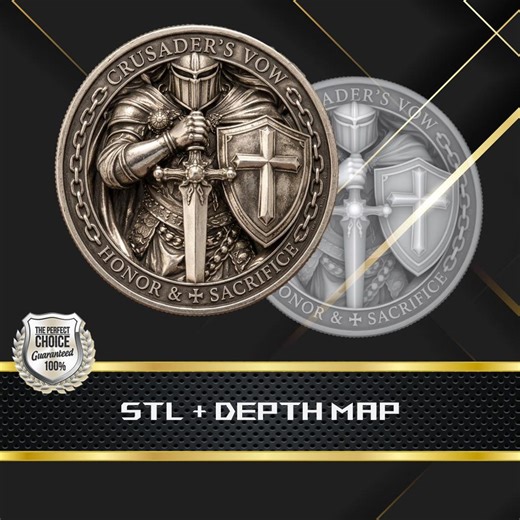 Crusader Knight Coin Depth Map and STL File, 3D Relief for Laser Engraving CNC - Etsy