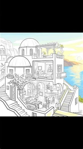 Santorini Greek Island #painting #summervacation #colorbynumber