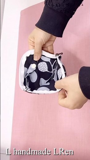 【One piece of cloth 一枚布!! L字ファスナーミニ財布作り方 ふた付き小銭入れポケットzipper mini wallet with coin pocket #sewing