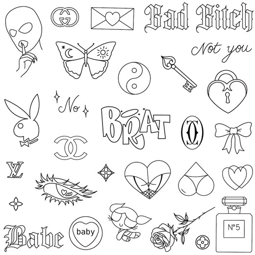 Stencils Brat Tattoo Designs Ready-to-use, Easy-to-apply, Y2K Aesthetic Designs, Butterfly, Anime Eye, Heart, Handpoke and Stick & Poke - Etsy