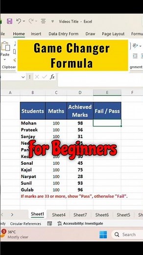 Learn IF Formula in 5 Seconds! | Excel IF Function #excel #shorts #if
