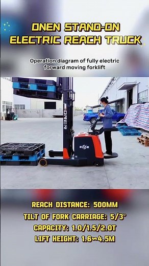 Stand-on Electric Reach Truck Operation#forklift #forkliftoperator