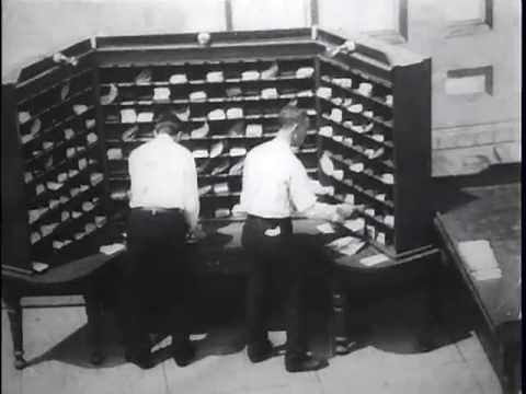Clerks casing mail for bags, U.S. Post Office