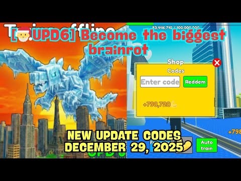 New Update CODES Become the biggest brainrot Roblox, December 29, 2025